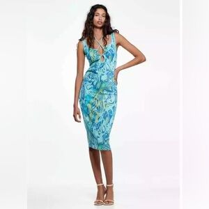 ZARA Dress Sleeveless Knit Colorful Pattern Casual Party Size S